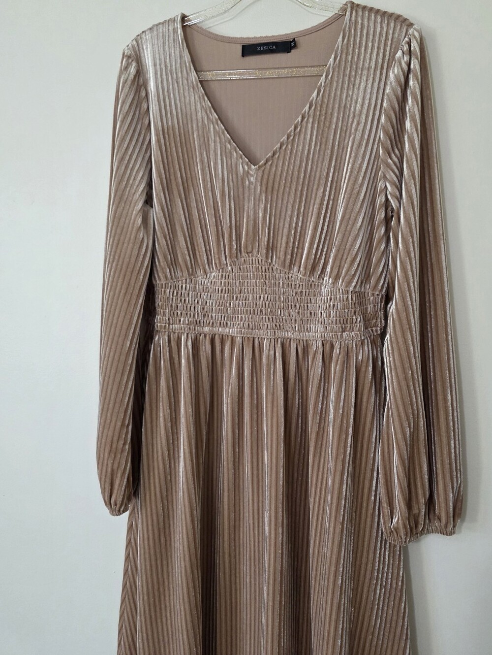 Women's Velvet Midi Dress Pockets Earthy Boho Romantic Wedding Earthy Medium